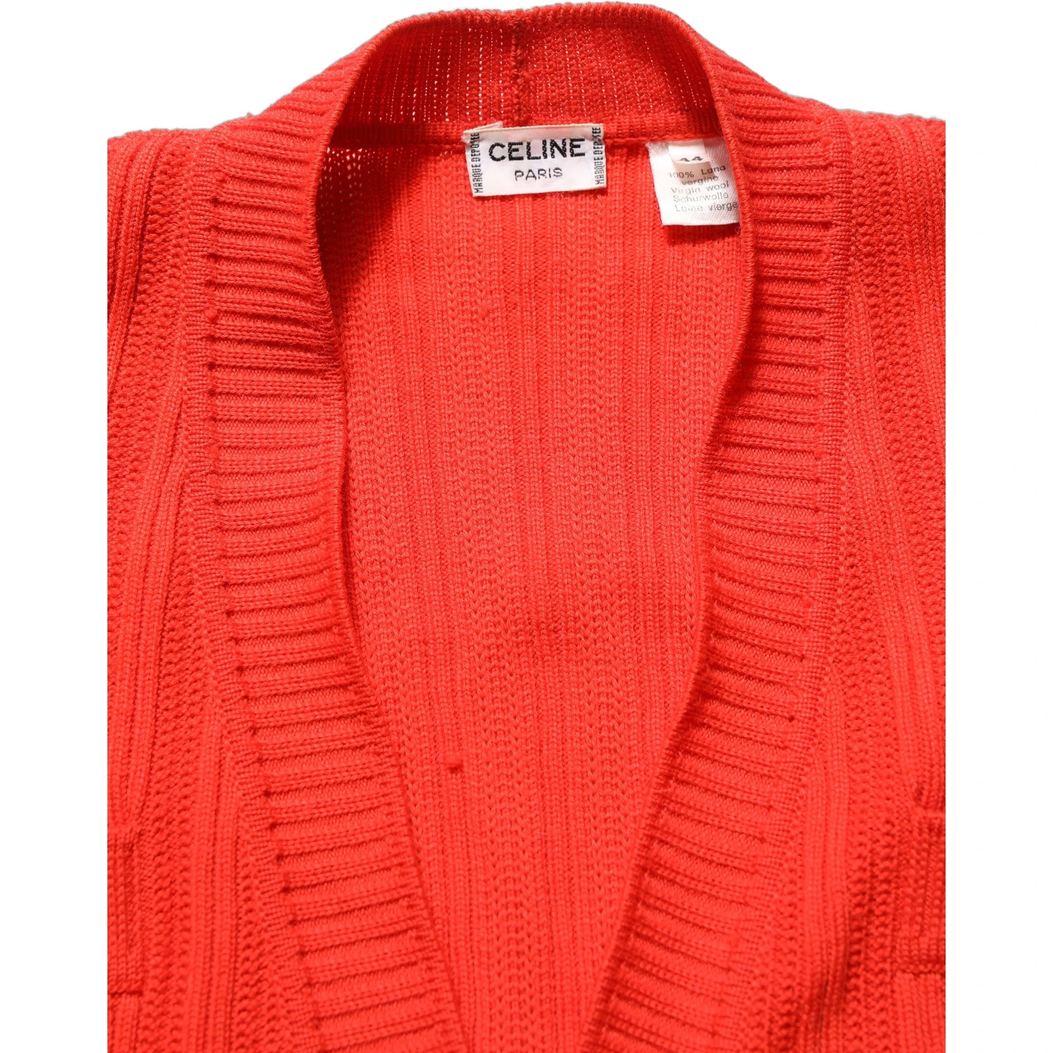 Red Wool Knit ButtonEmbellished Cardigan Sweater