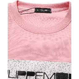Pink Cotton Logo Long Sleeves Pullover Sweater
