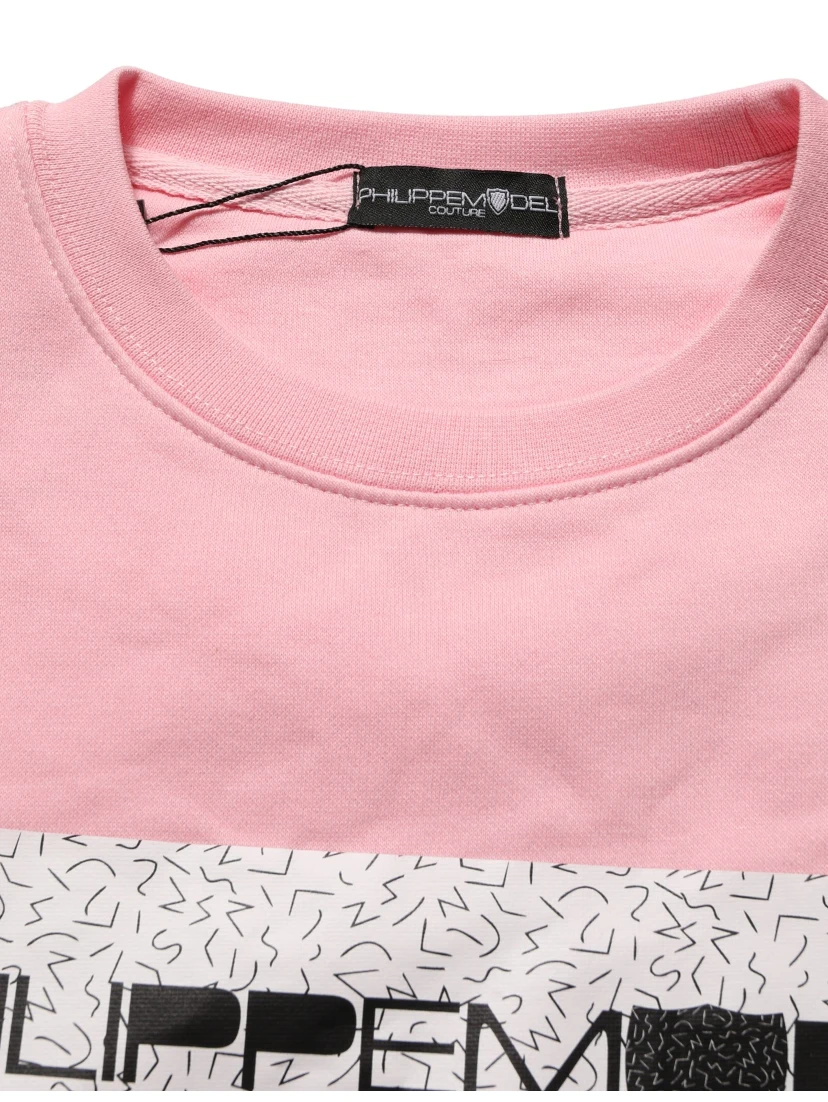 Pink Cotton Logo Long Sleeves Pullover Sweater