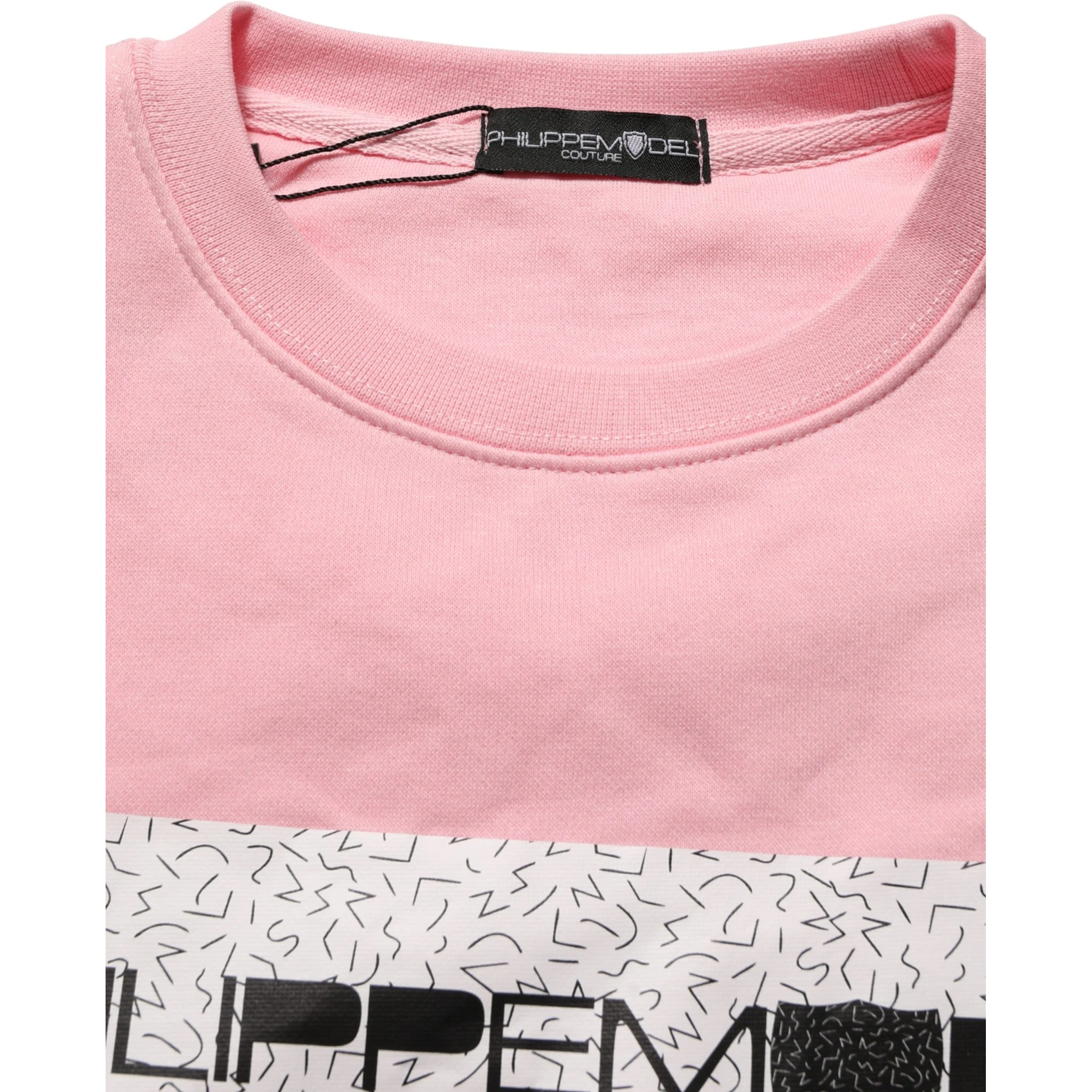 Pink Cotton Logo Long Sleeves Pullover Sweater