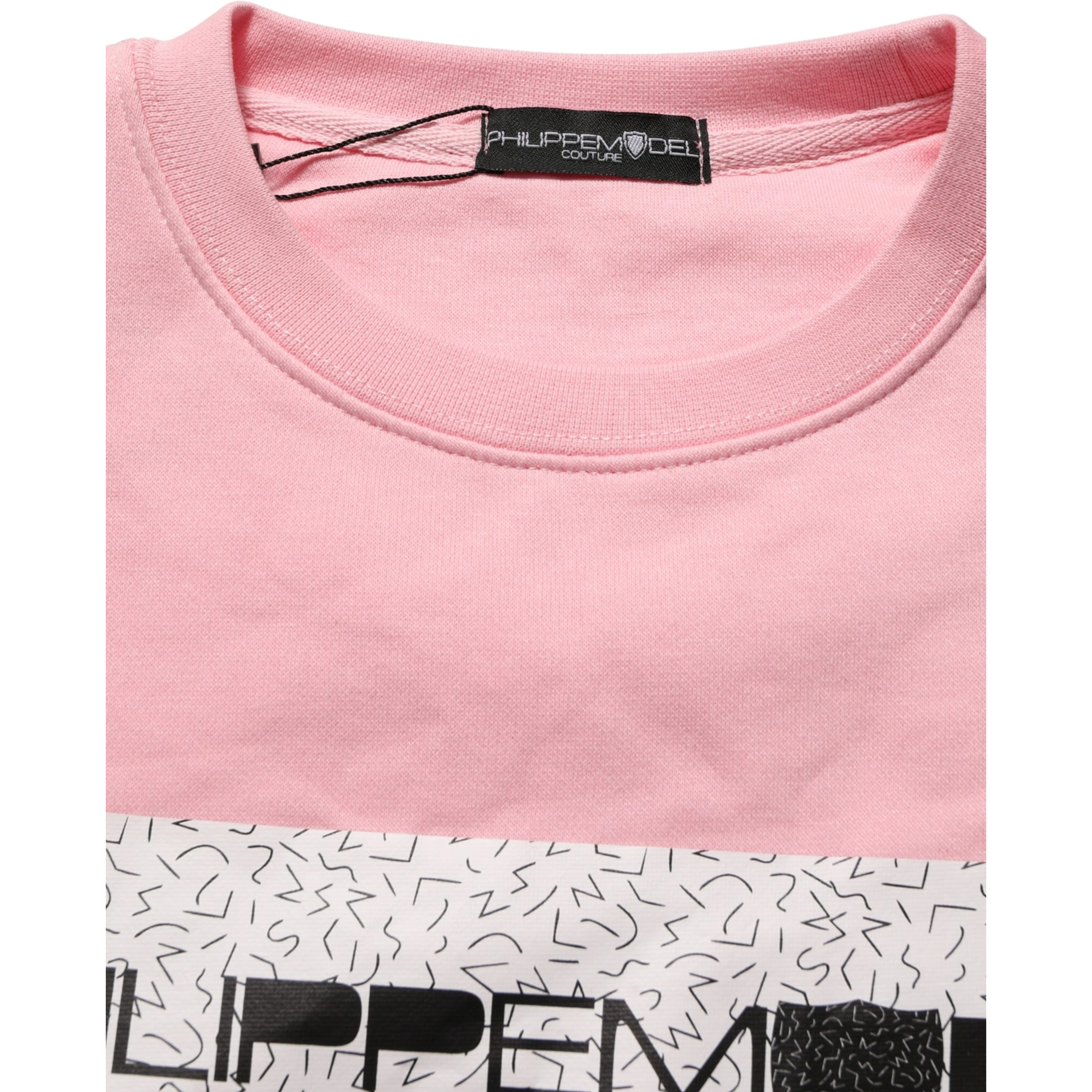 Pink Cotton Logo Long Sleeves Pullover Sweater