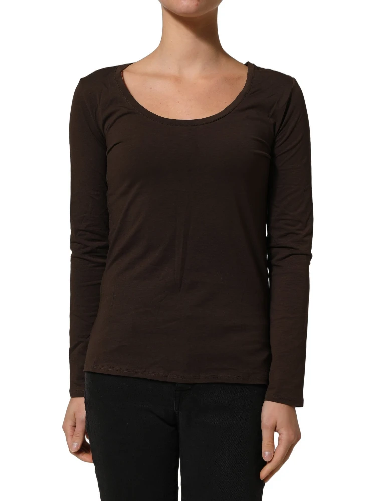 Brown Long Sleeves Round Neck Top alternative