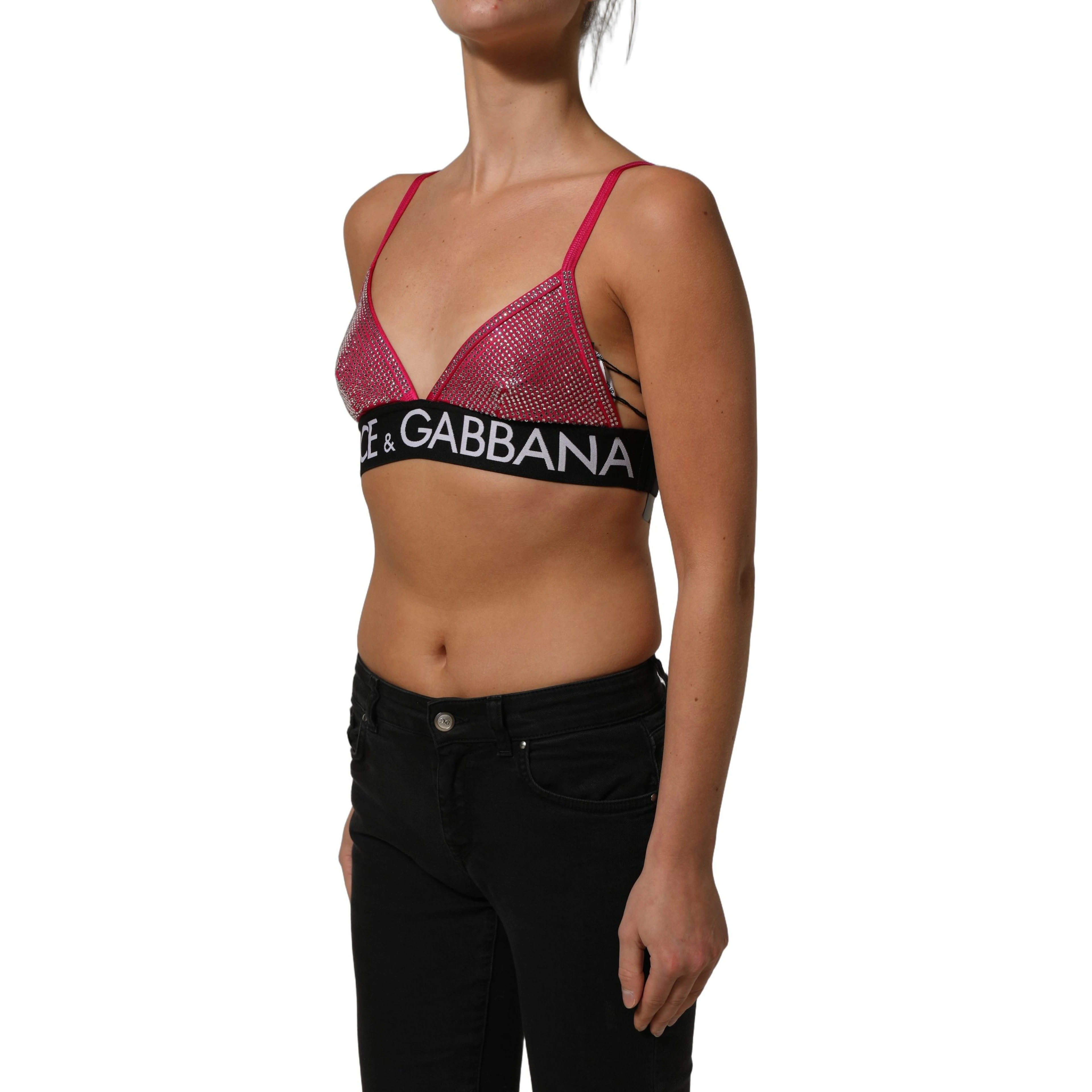 Pink Crystal Embellished Bralette Crop Top