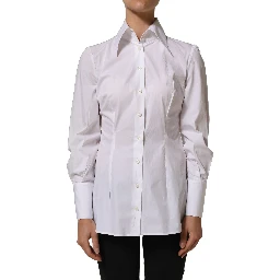 White Collared Long Sleeves Dress Shirt Top