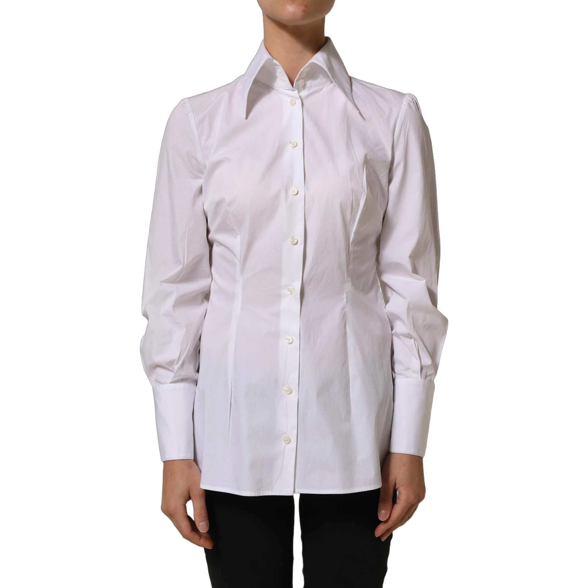 White Collared Long Sleeves Dress Shirt Top