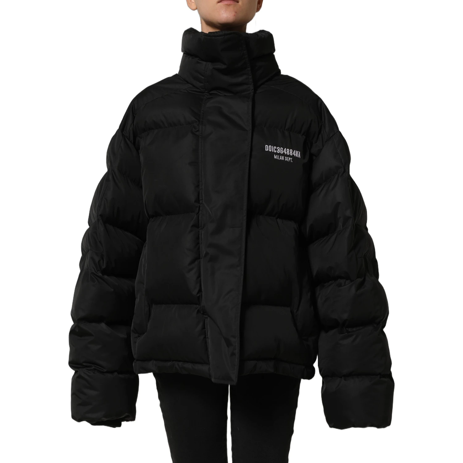Black DGVIB3 Embroidered Padded Puffer Jacket