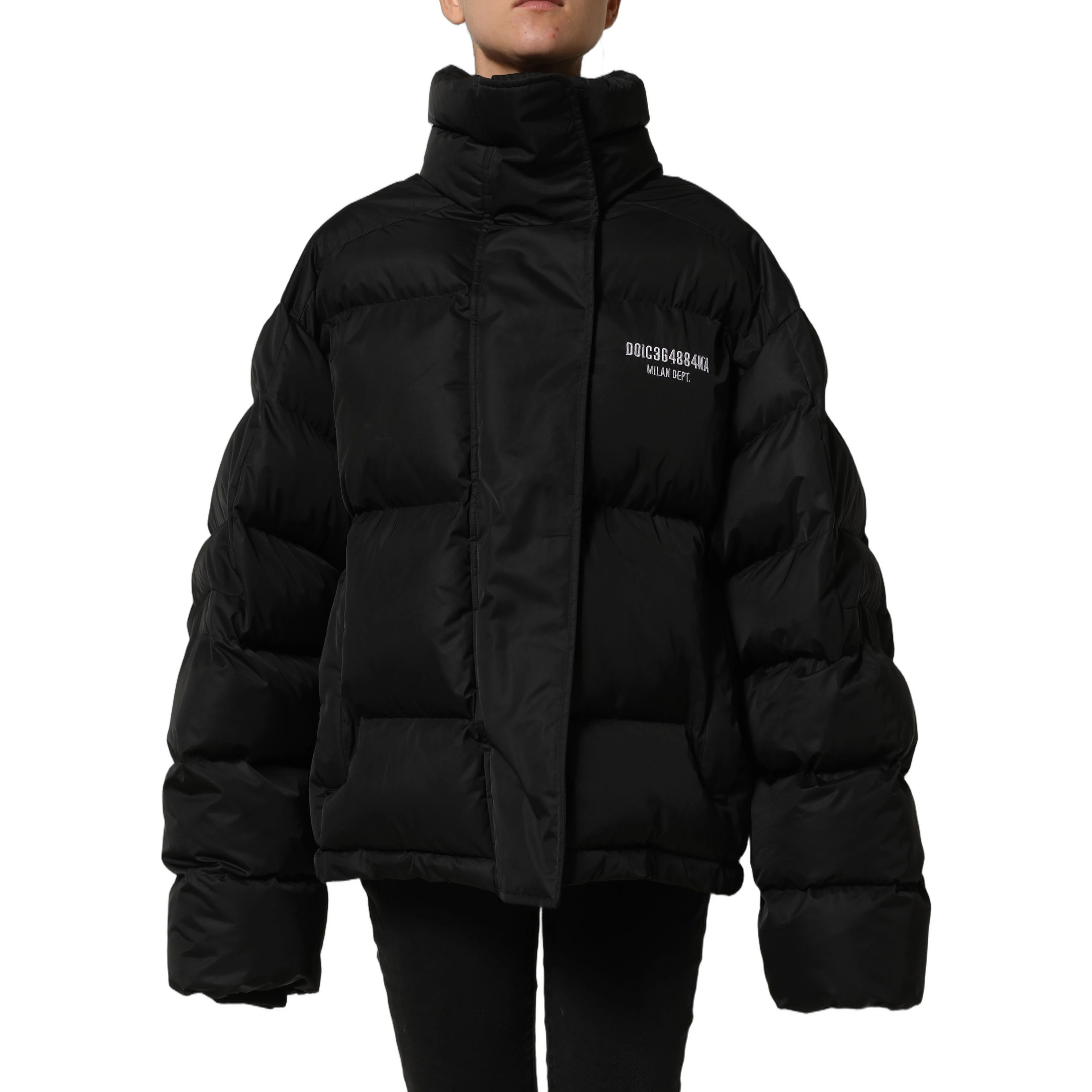 Black DGVIB3 Embroidered Padded Puffer Jacket