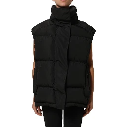 Black Polyester Sleeveless Padded Men Puffer Jacket