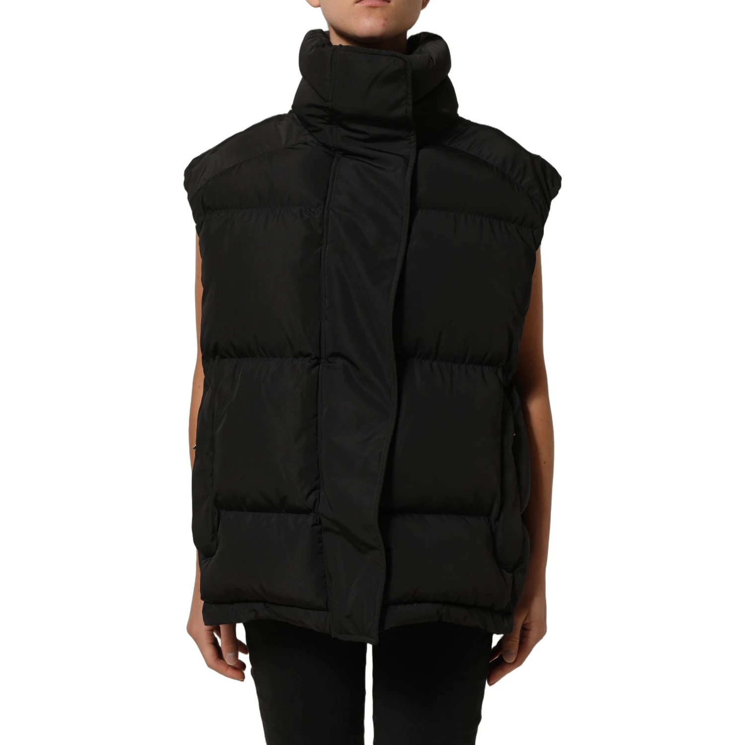 Black Polyester Sleeveless Padded Men Puffer Jacket