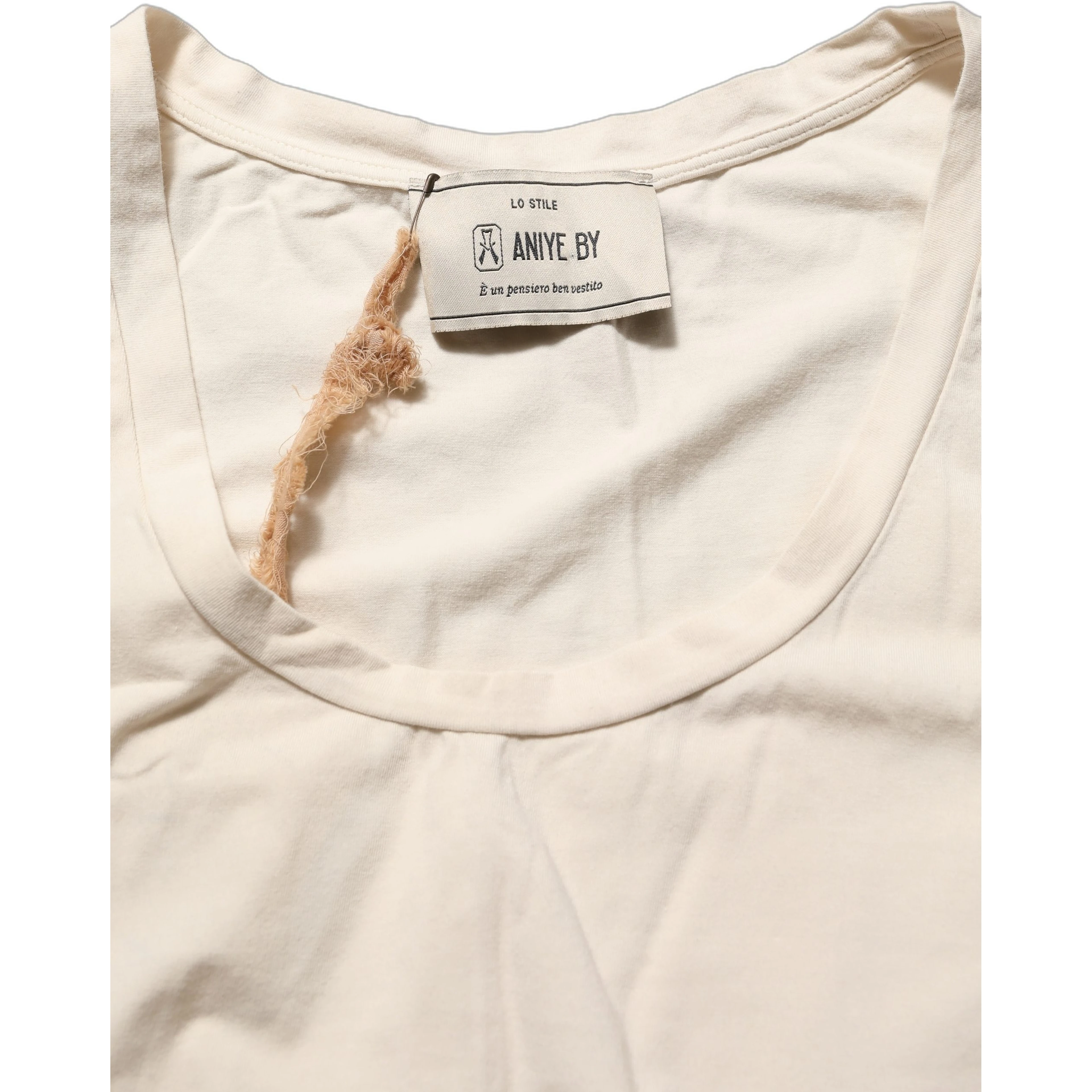 Beige Viscose Sleeveless Round Neck Women Tank Top