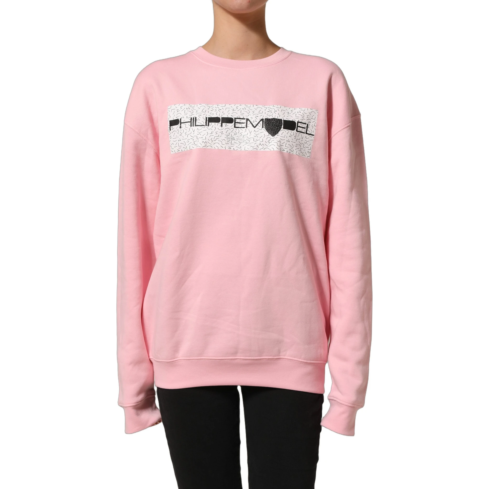 Pink Cotton Logo Long Sleeves Pullover Sweater