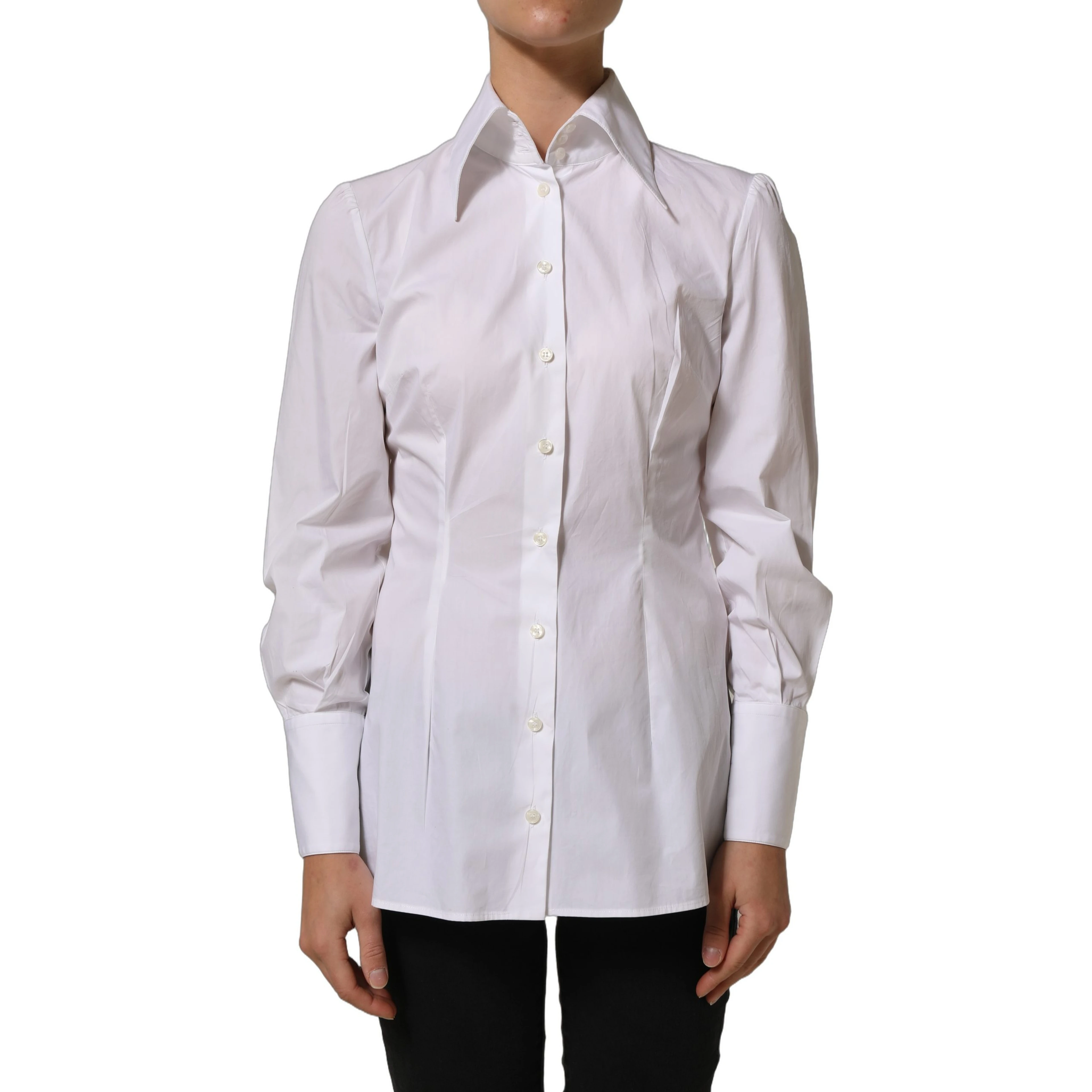 White Collared Long Sleeves Dress Shirt Top