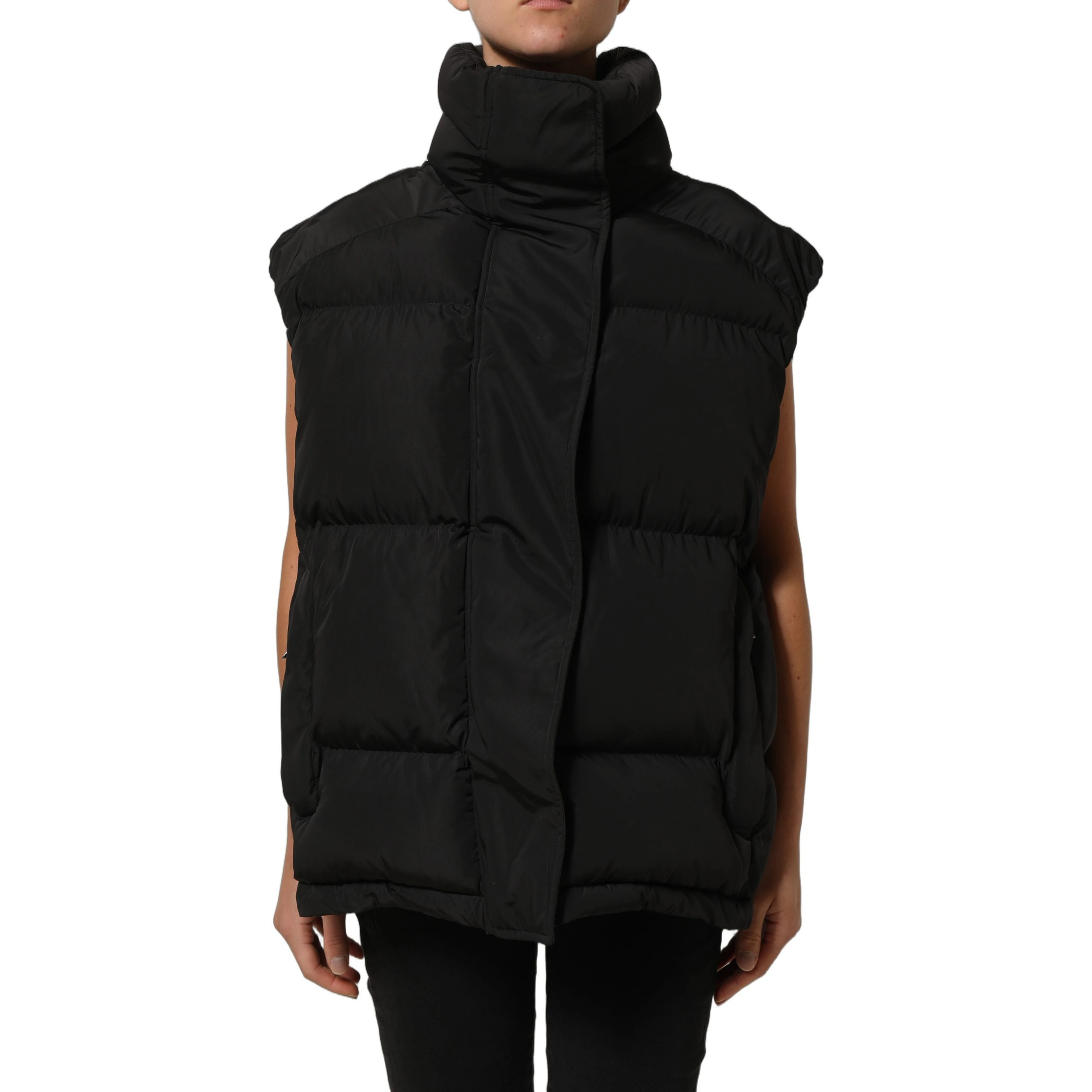 Black Polyester Sleeveless Padded Men Puffer Jacket