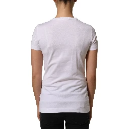 White DG Logo Embellished Round Neck T-shirt