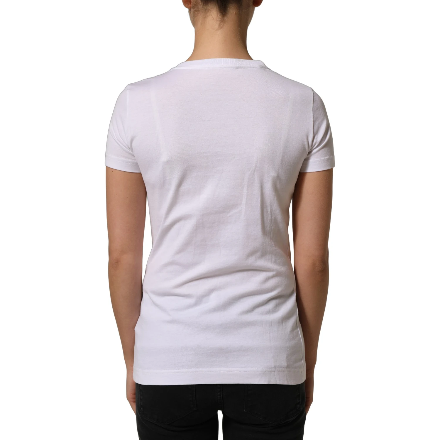 White DG Logo Embellished Round Neck T-shirt