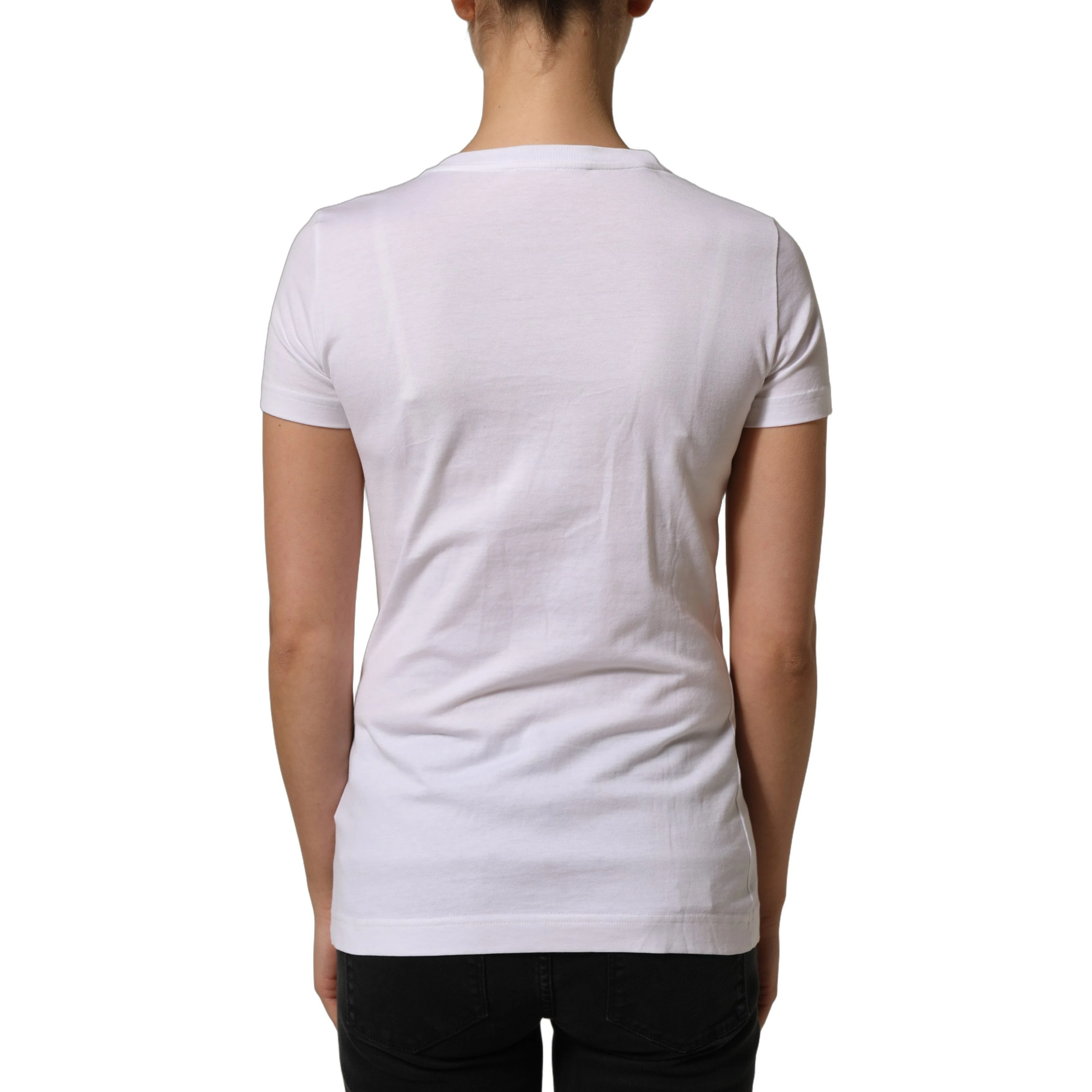 White DG Logo Embellished Round Neck T-shirt