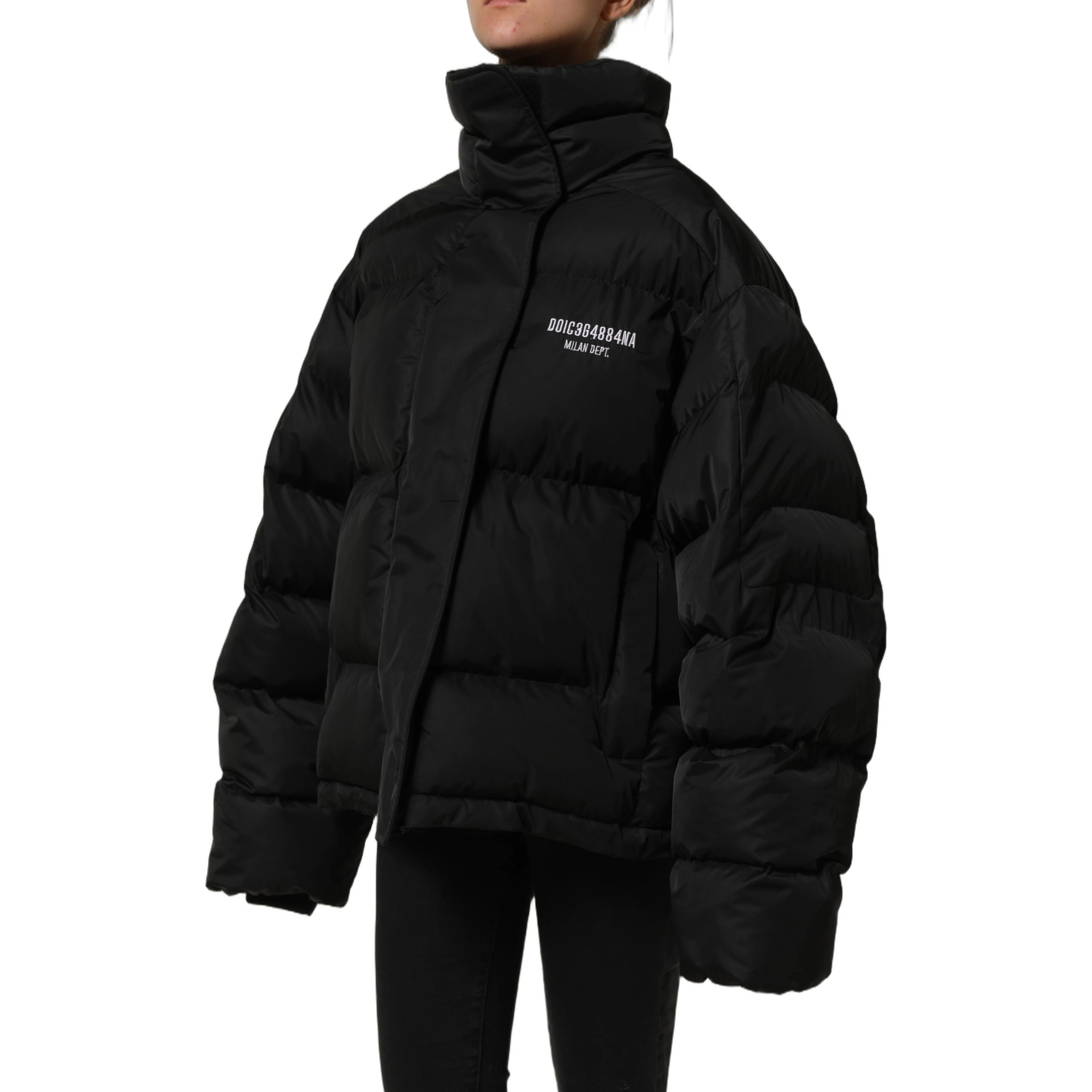 Black DGVIB3 Embroidered Padded Puffer Jacket