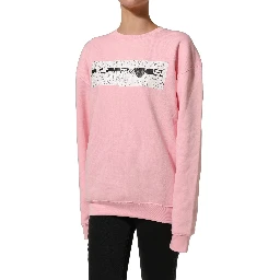 Pink Cotton Logo Long Sleeves Pullover Sweater