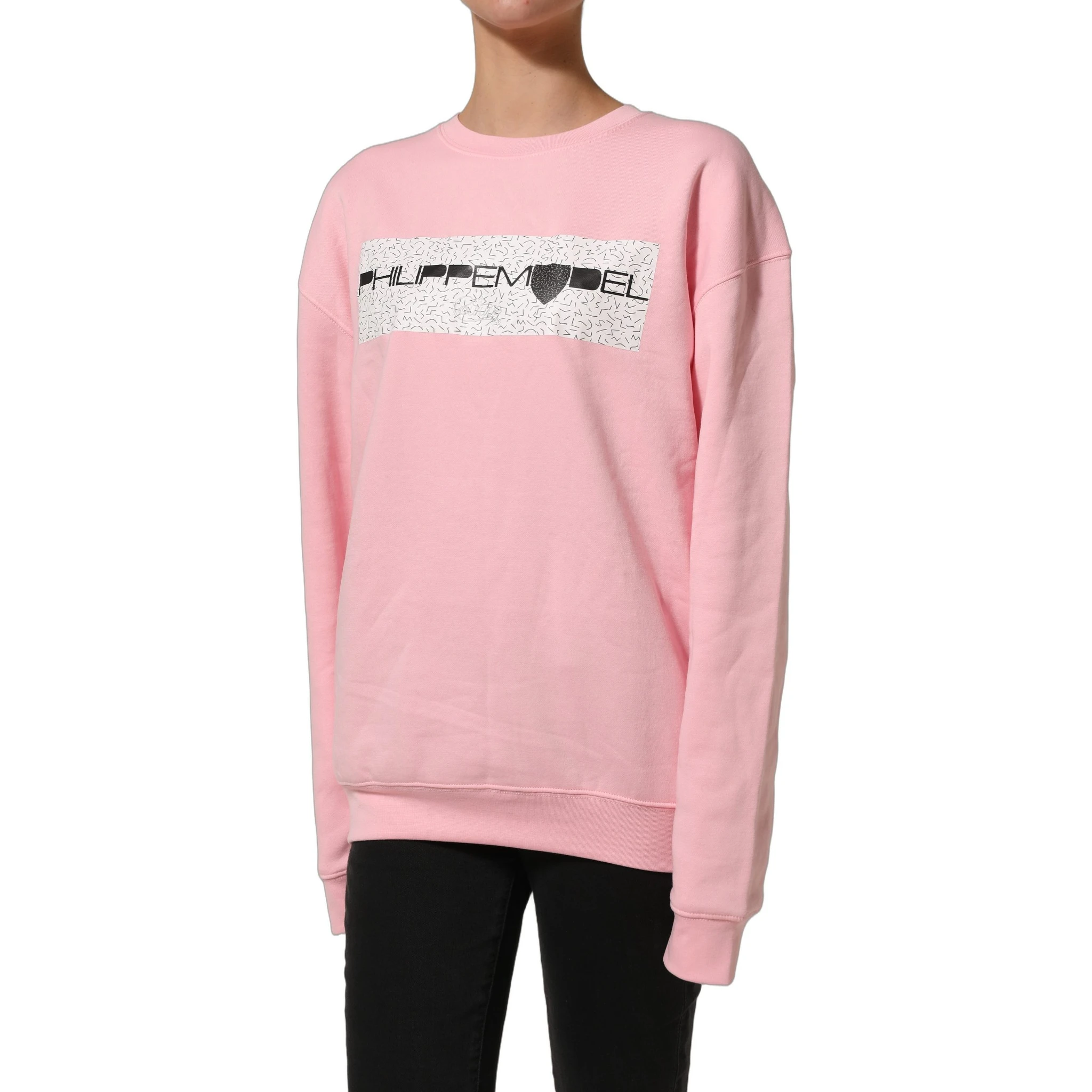 Pink Cotton Logo Long Sleeves Pullover Sweater