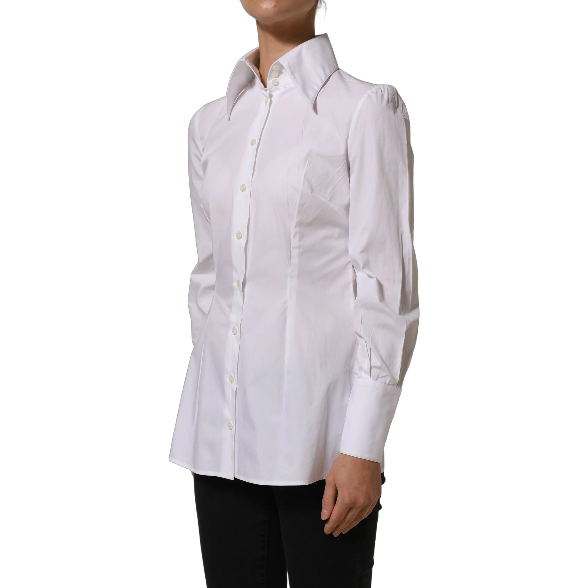 White Collared Long Sleeves Dress Shirt Top