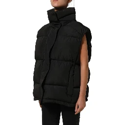 Black Polyester Sleeveless Padded Men Puffer Jacket