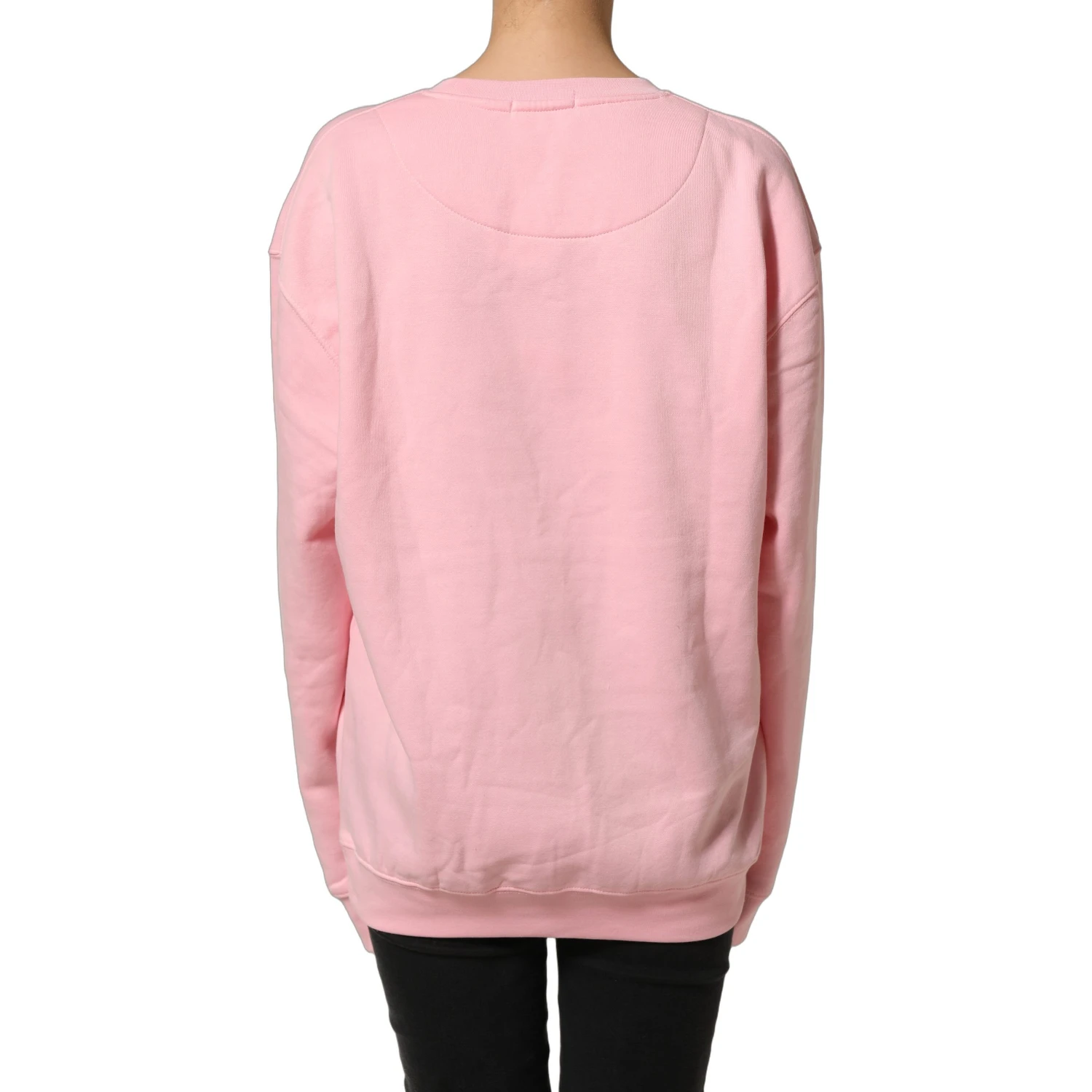 Pink Cotton Logo Long Sleeves Pullover Sweater