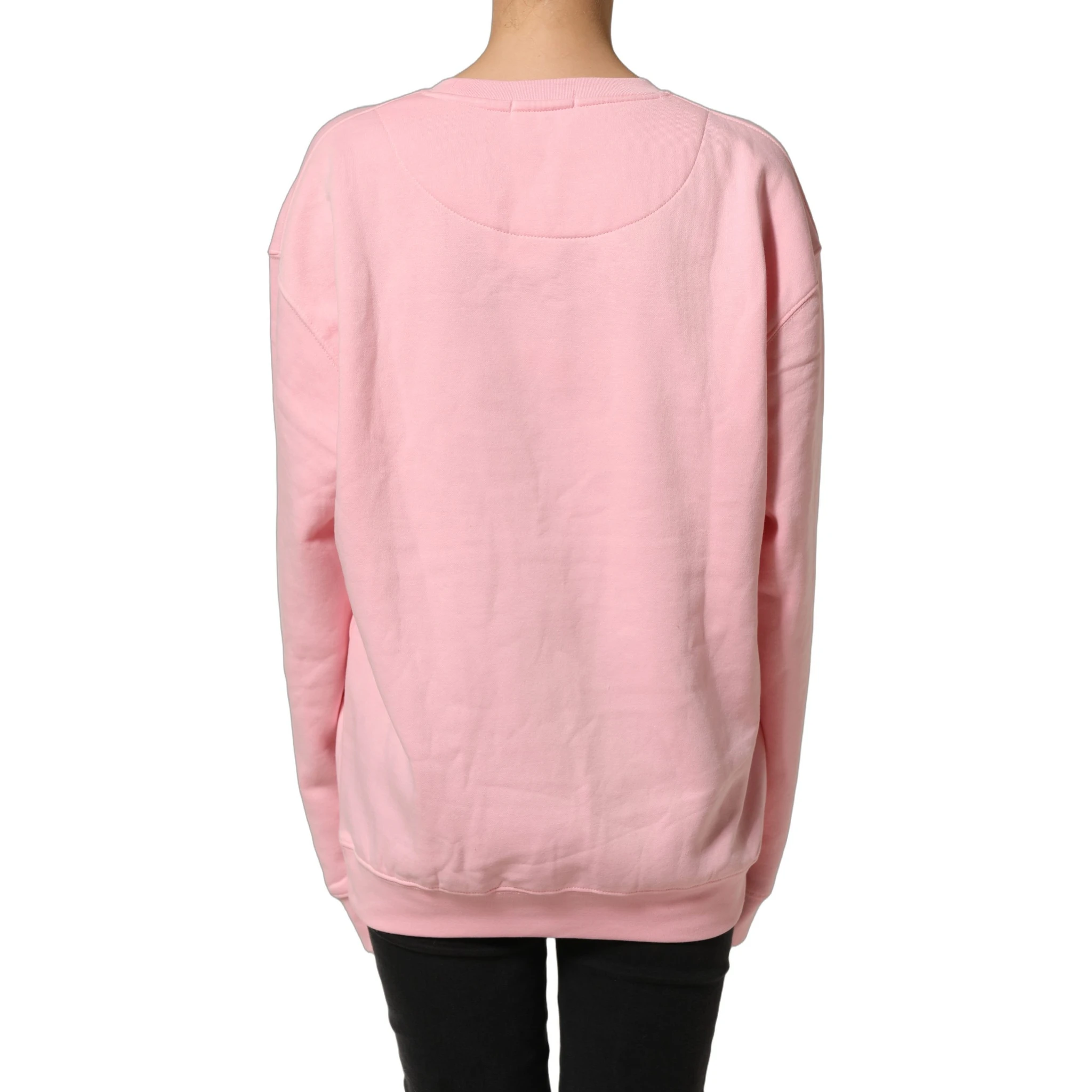 Pink Cotton Logo Long Sleeves Pullover Sweater