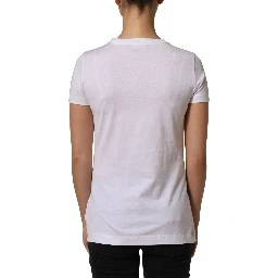 White DG Logo Embellished Round Neck T-shirt