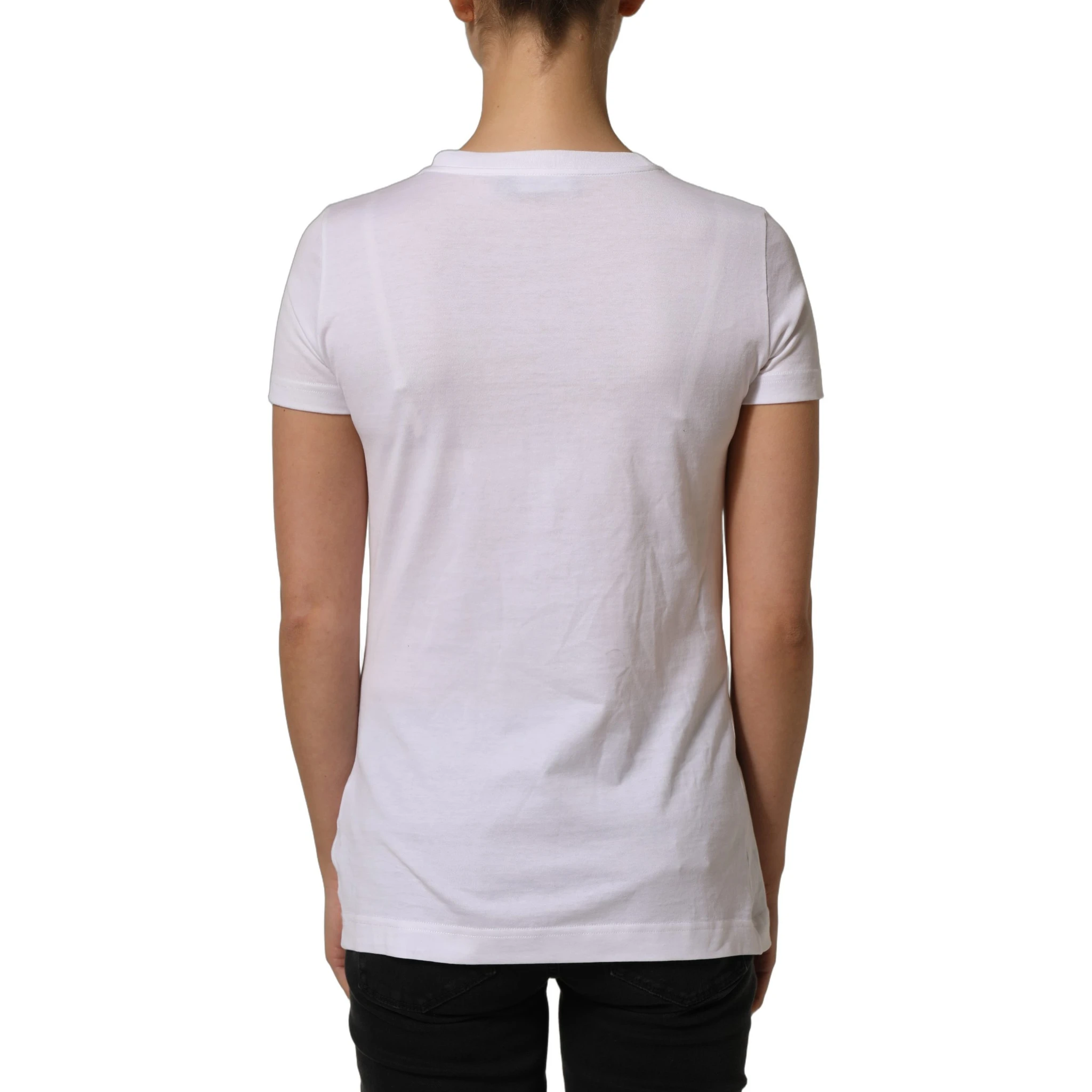 White DG Logo Embellished Round Neck T-shirt