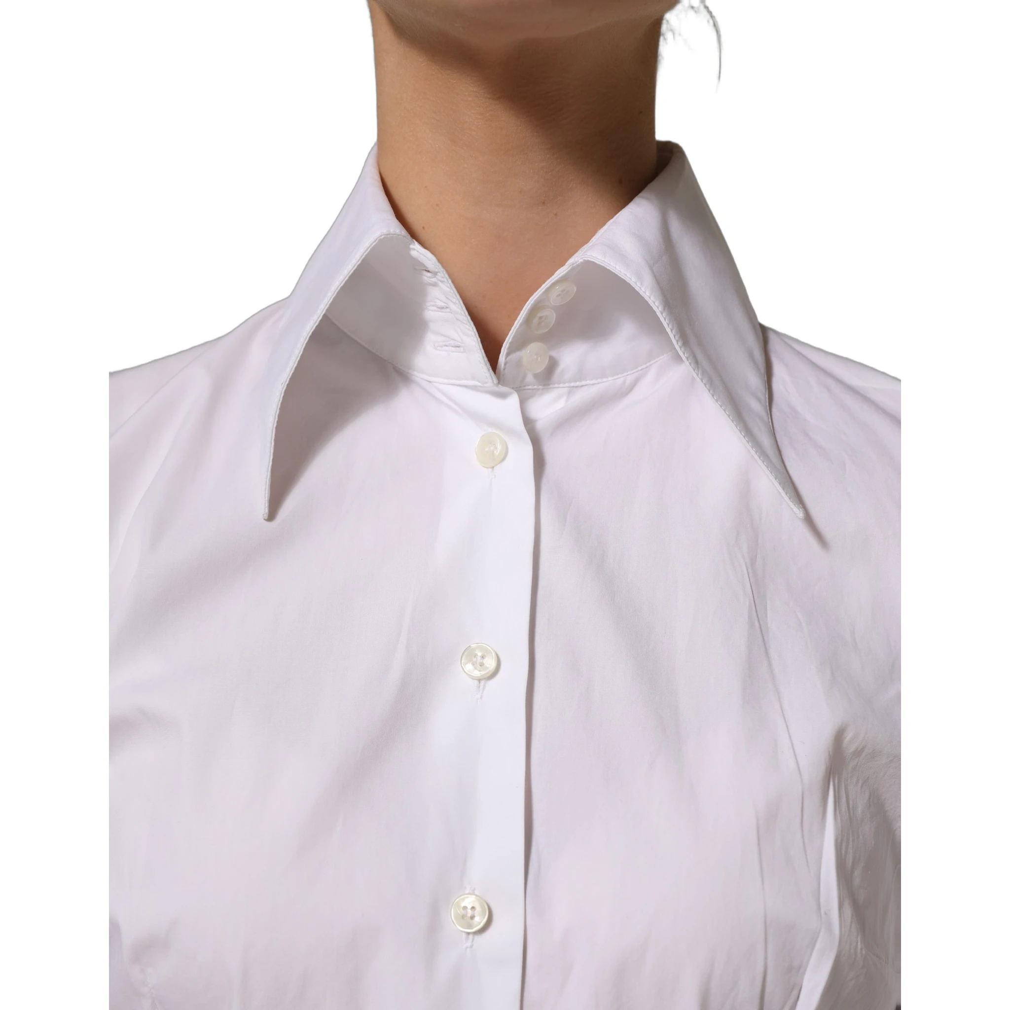 White Collared Long Sleeves Dress Shirt Top