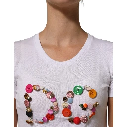 White DG Logo Embellished Round Neck T-shirt