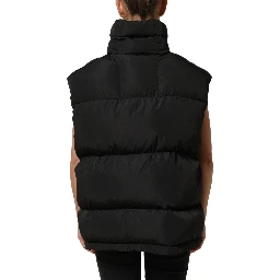 Black Polyester Sleeveless Padded Men Puffer Jacket