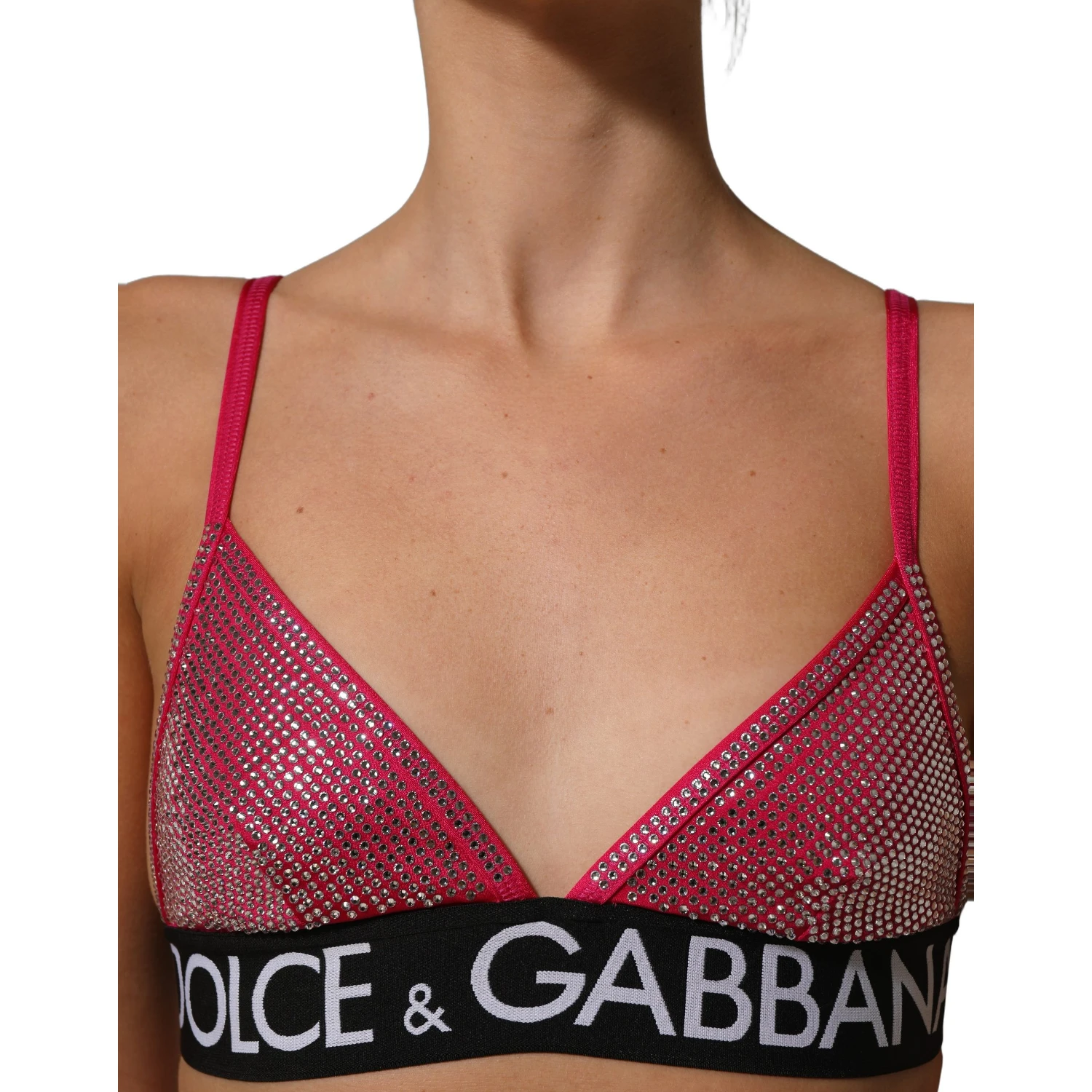 Pink Crystal Embellished Bralette Crop Top