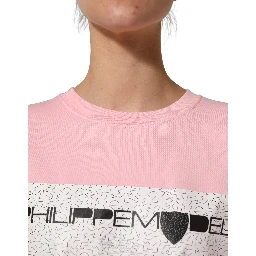 Pink Cotton Logo Long Sleeves Pullover Sweater