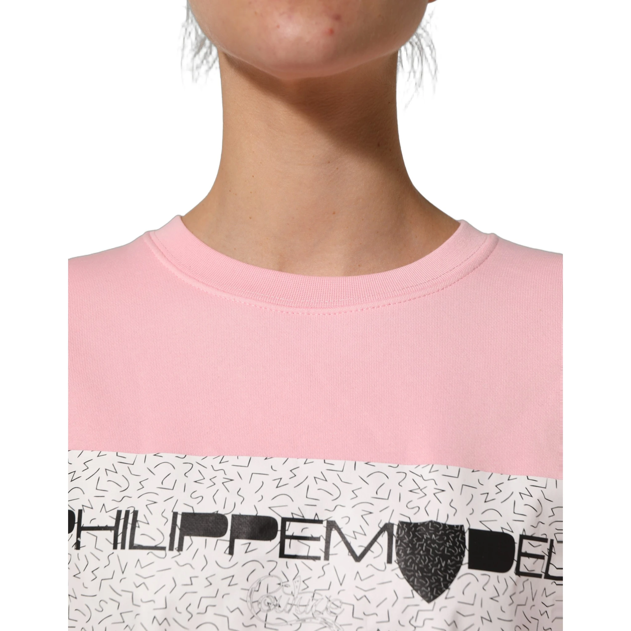 Pink Cotton Logo Long Sleeves Pullover Sweater