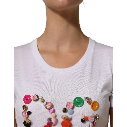 White DG Logo Embellished Round Neck T-shirt