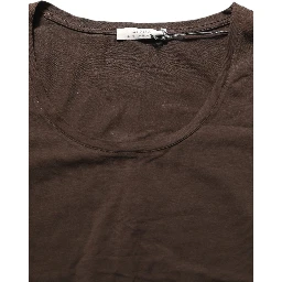 Brown Long Sleeves Round Neck Top