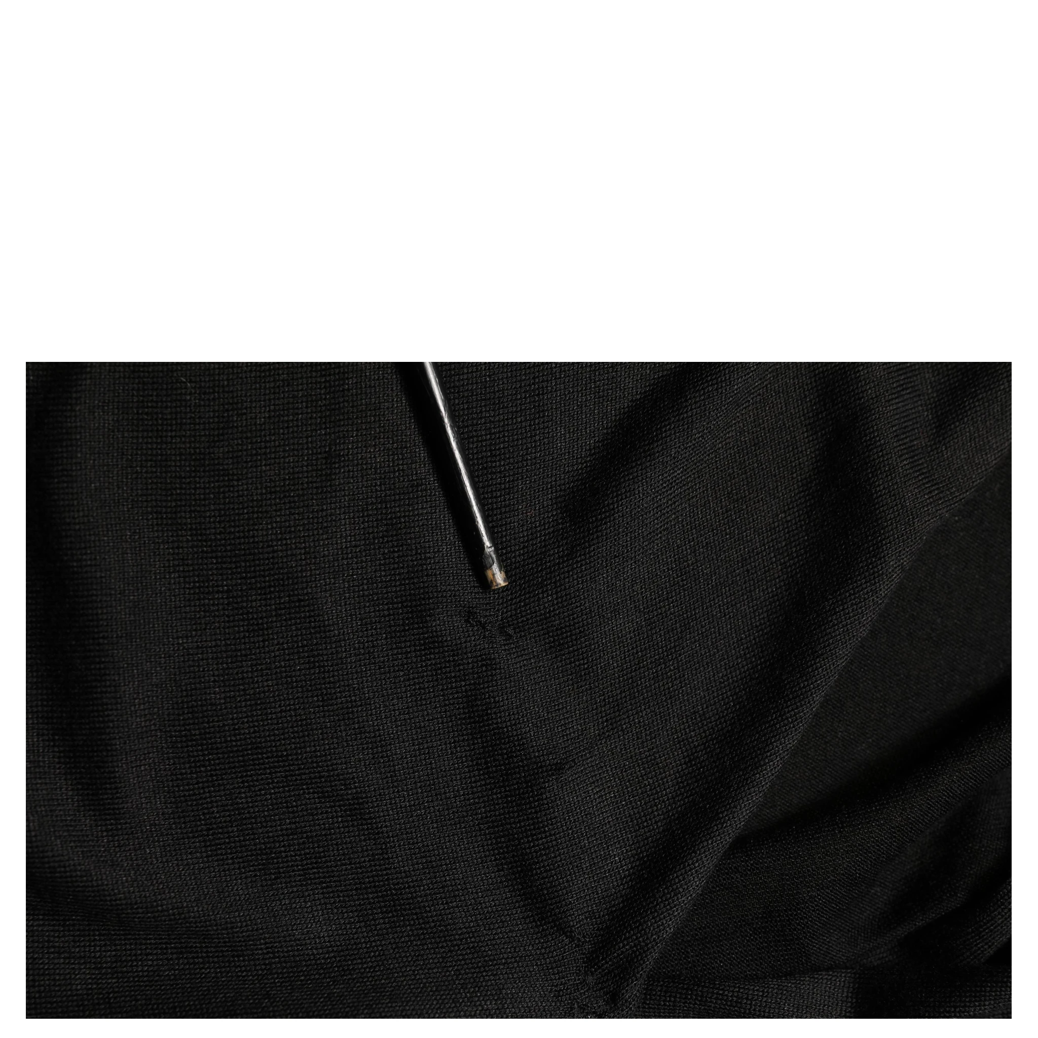 Black Silk Long Sleeves Draped Blouse Top