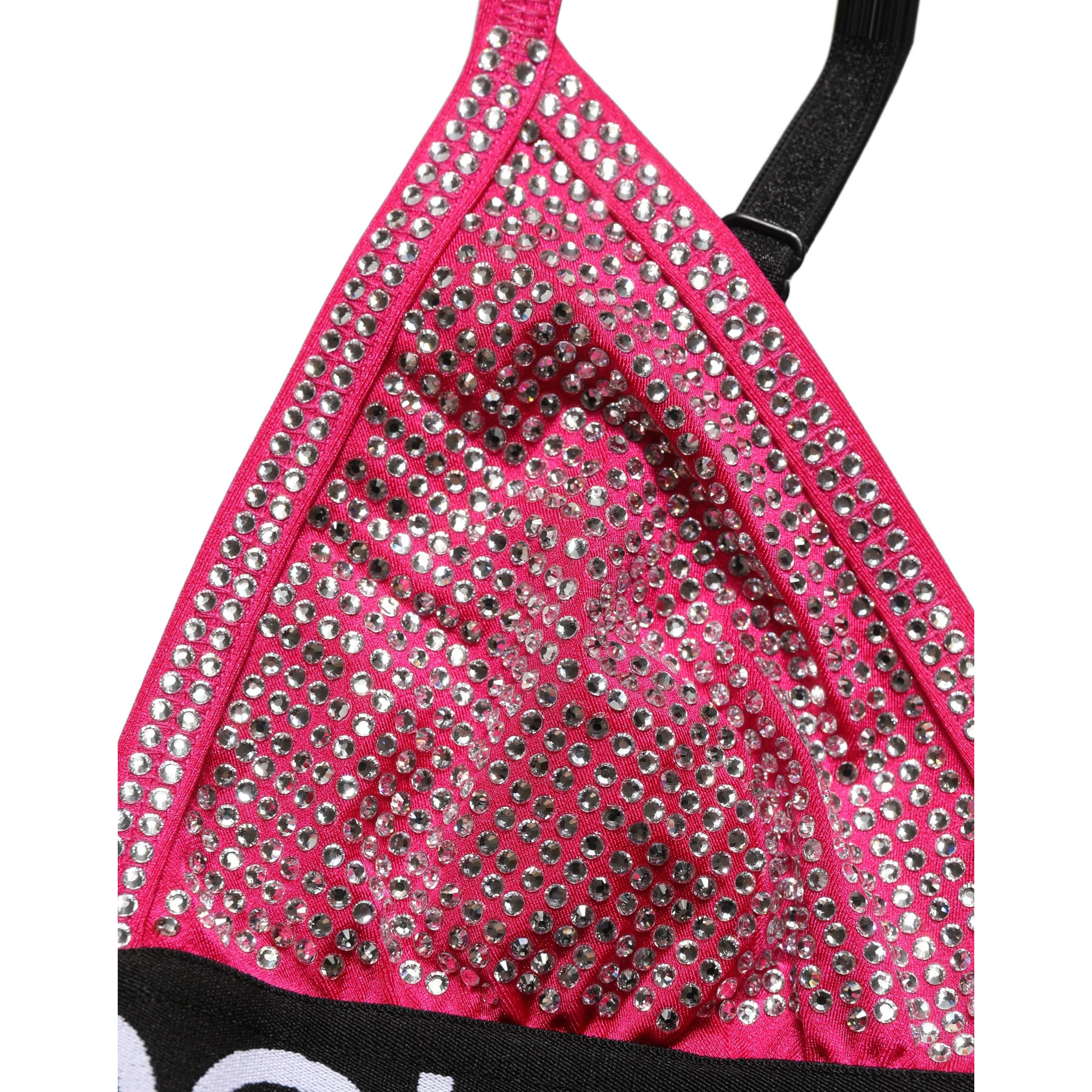 Pink Crystal Embellished Bralette Crop Top