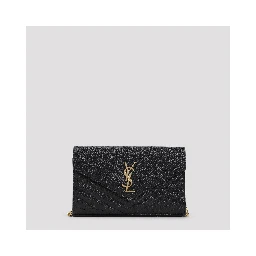 Saint Laurent Grained Calf Leather YSL Chain Wallet