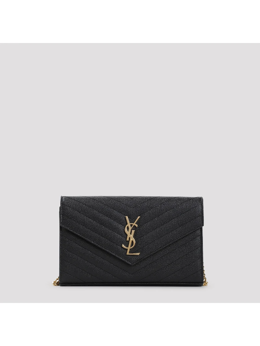 Saint Laurent Grained Calf Leather YSL Chain Wallet