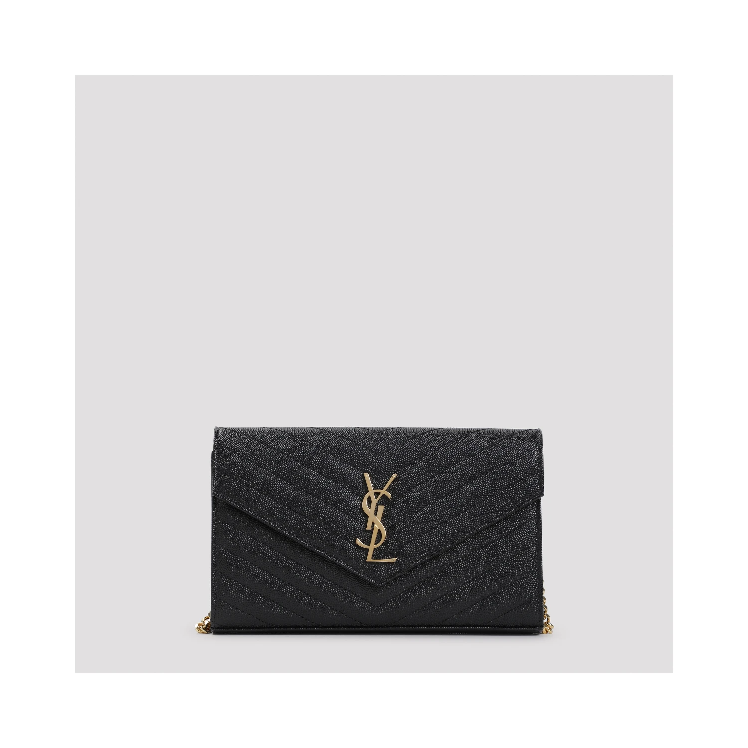 Saint Laurent Grained Calf Leather YSL Chain Wallet