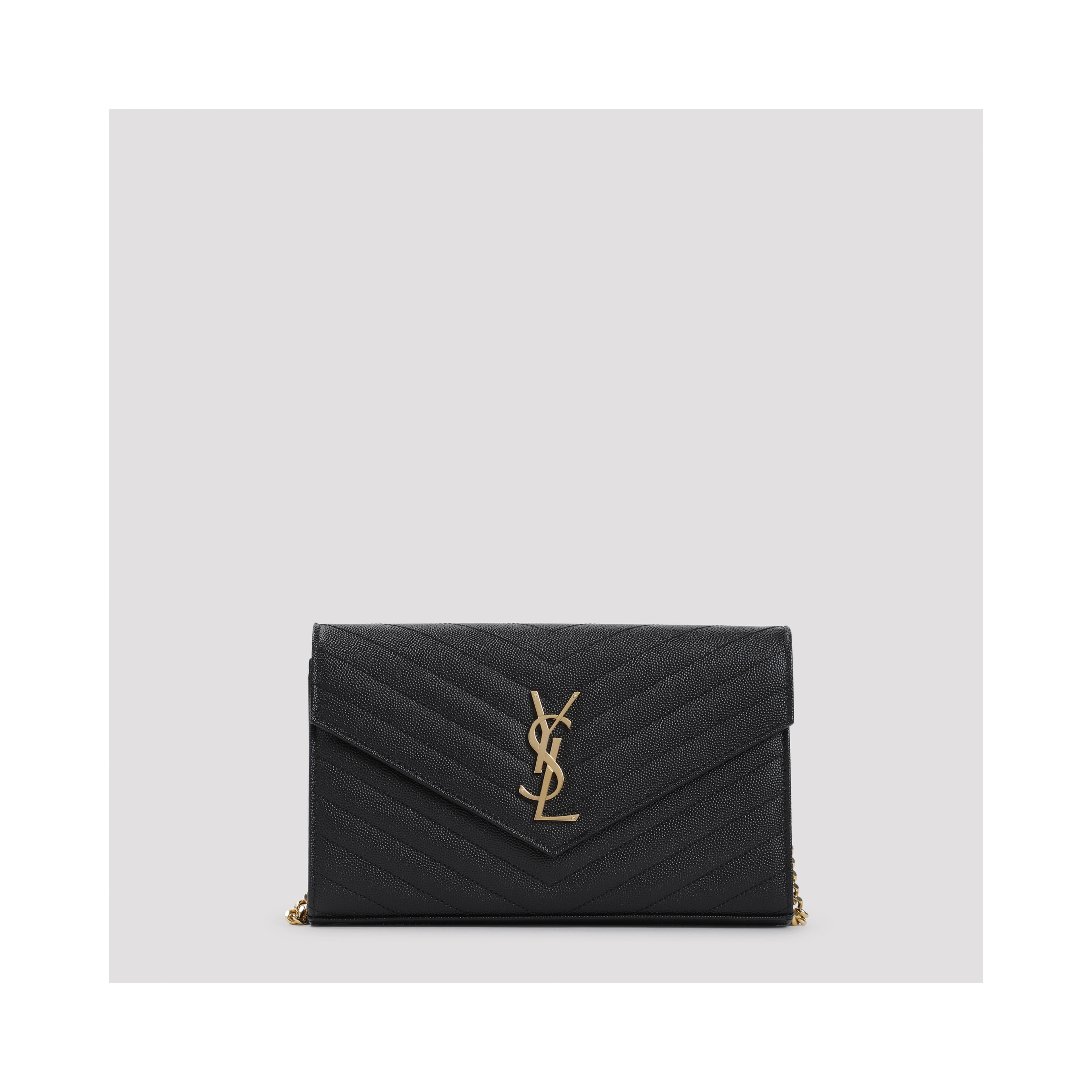 Saint Laurent Grained Calf Leather YSL Chain Wallet