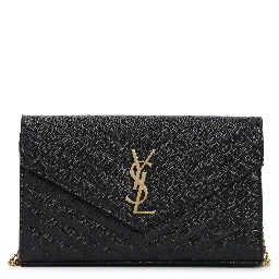 Saint Laurent Grained Calf Leather YSL Chain Wallet
