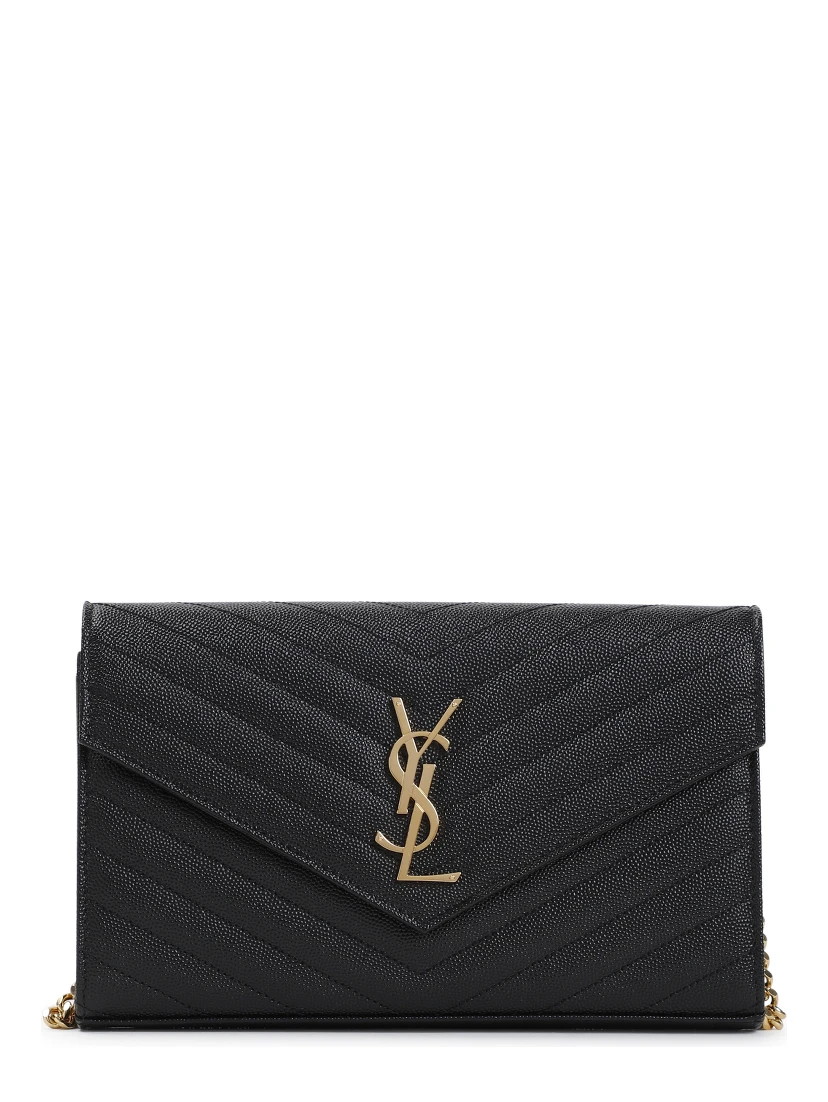 Saint Laurent Grained Calf Leather YSL Chain Wallet