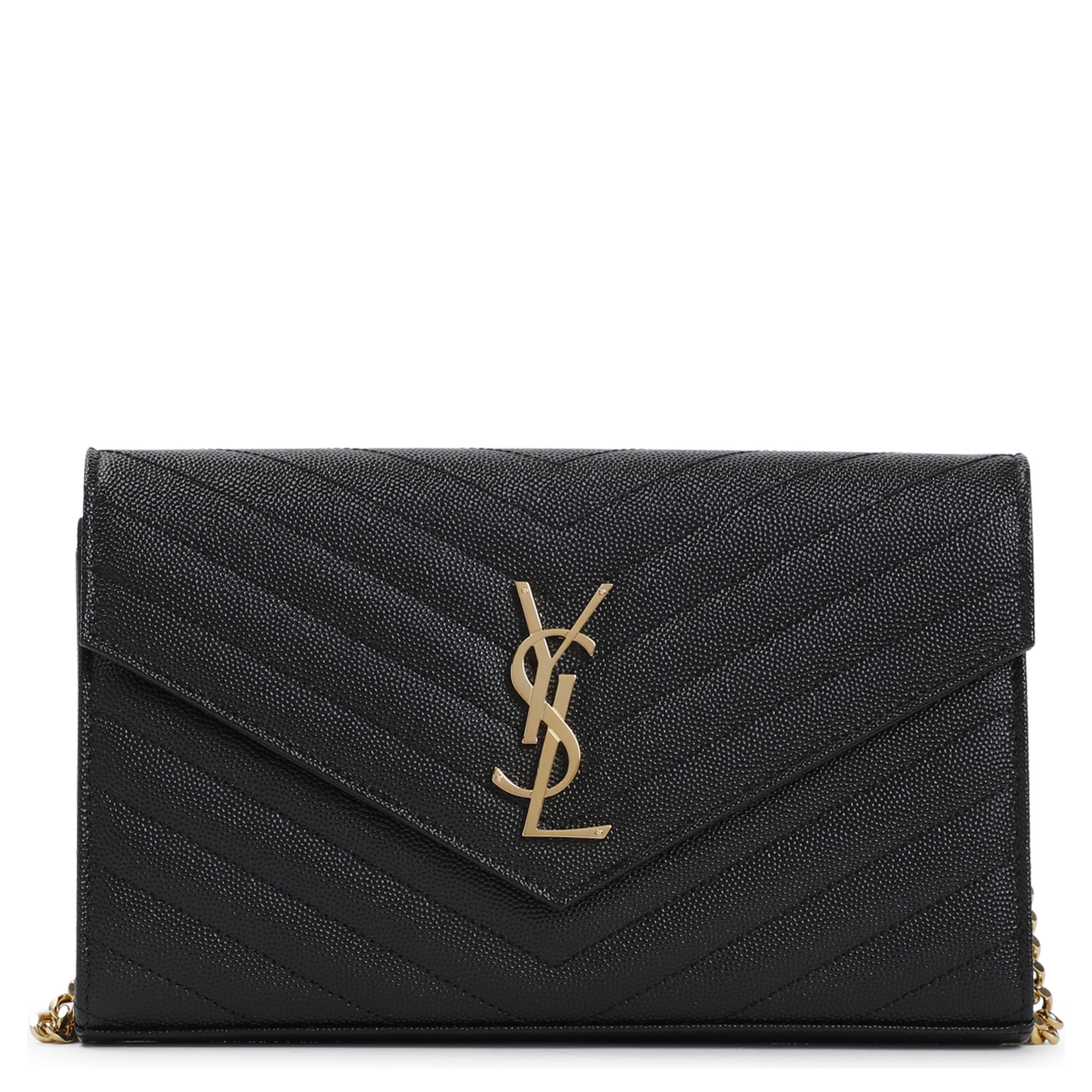 Saint Laurent Grained Calf Leather YSL Chain Wallet