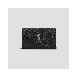 Saint Laurent Grained Calf Leather YSL Chain Wallet