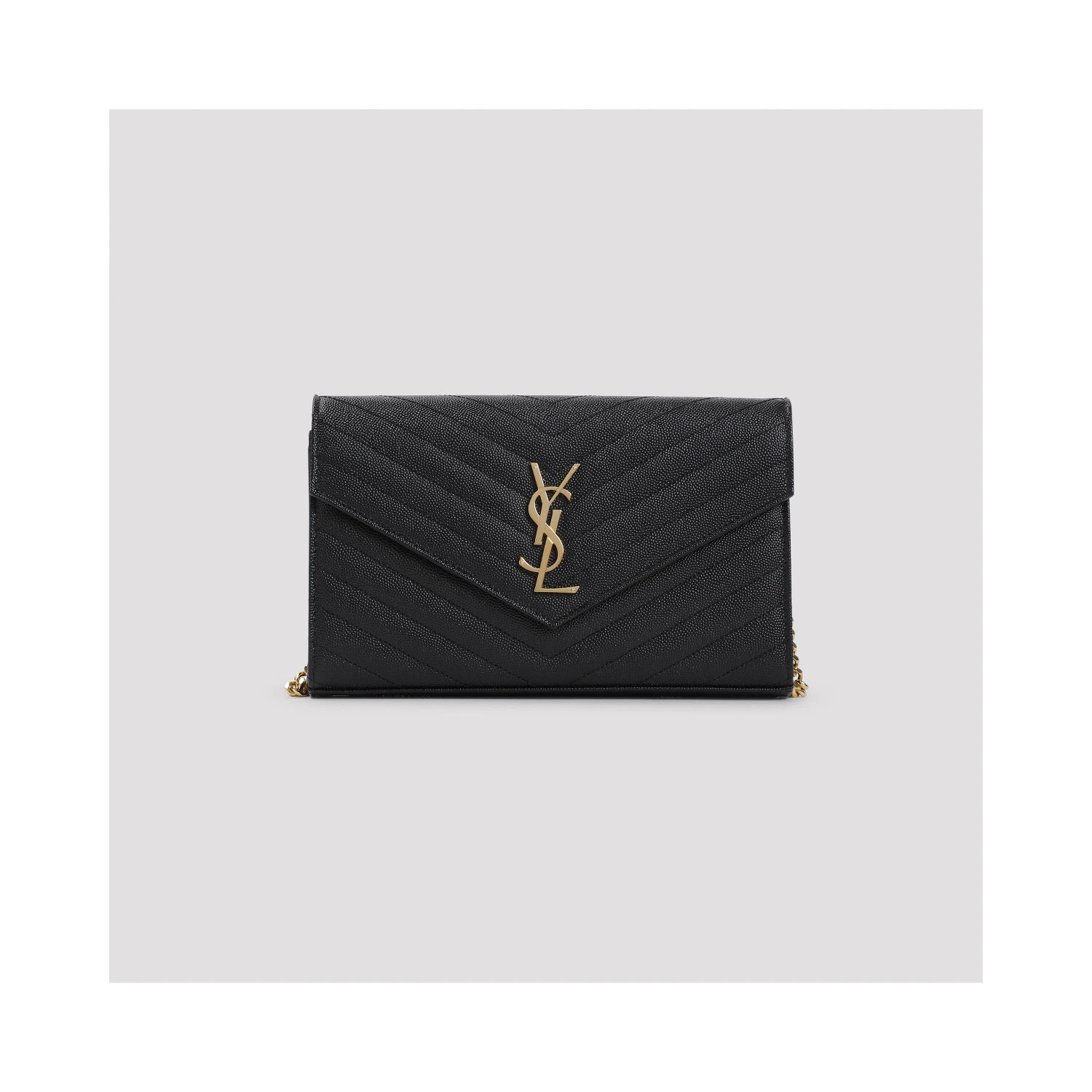 Saint Laurent Grained Calf Leather YSL Chain Wallet
