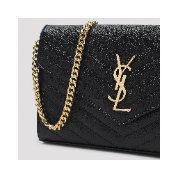 Saint Laurent Grained Calf Leather YSL Chain Wallet