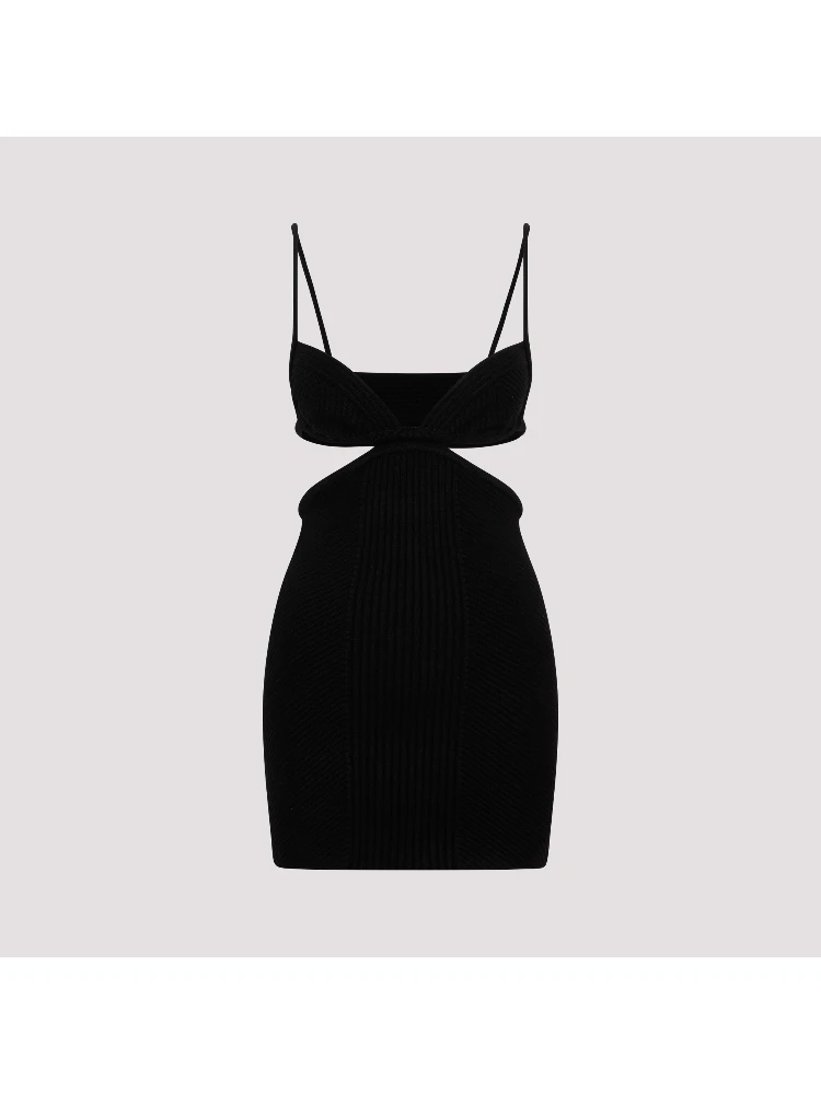 Off White Cut Out Ribbed Mini Dress